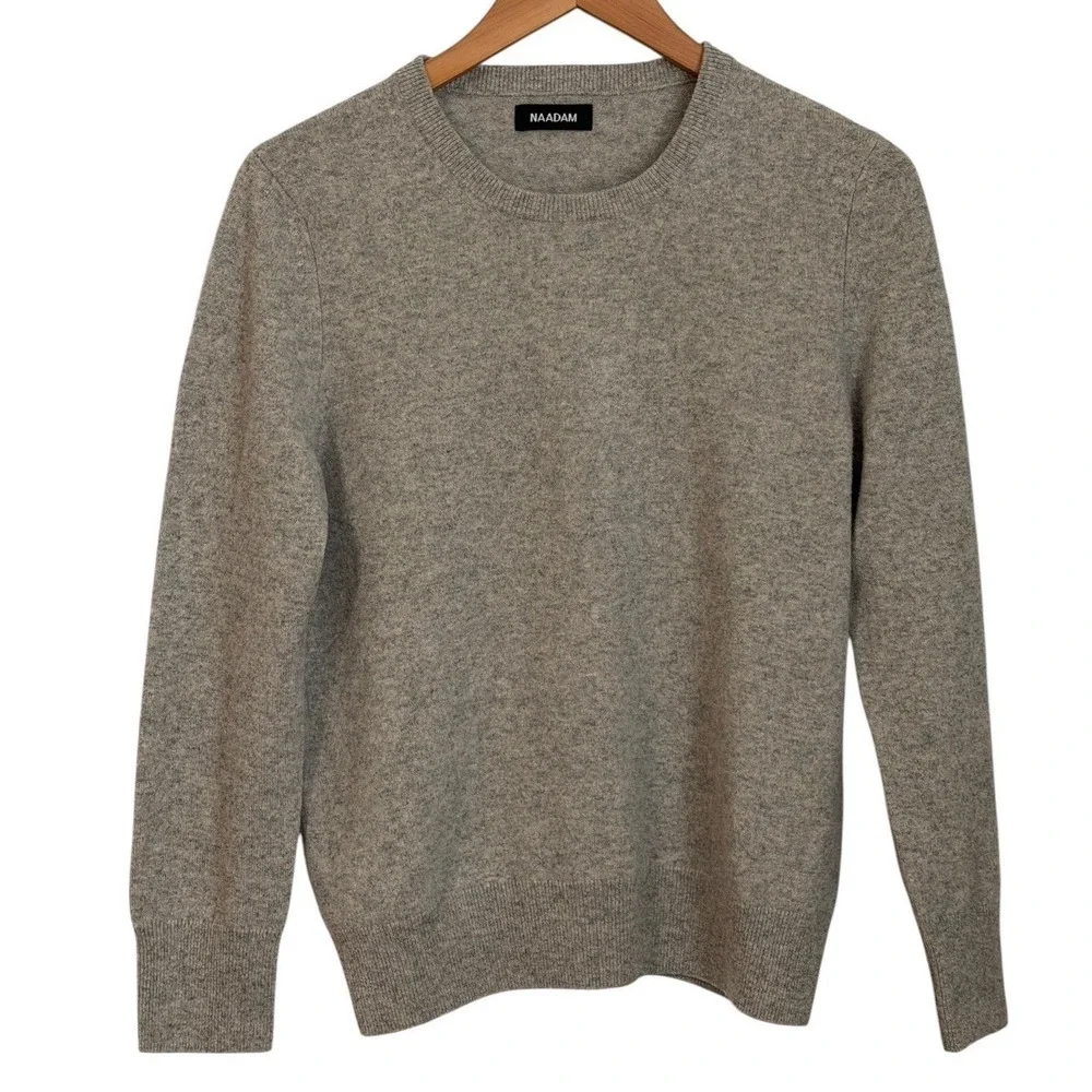Mens‎ Cashmere Crewneck Sweater M Heather Grey Minimalist Quiet Luxury Office